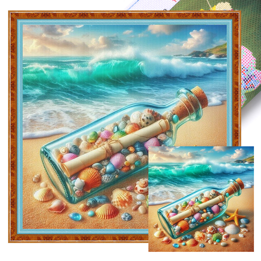 Sheep Drifting Bottles - 11CT Stamped Cross Stitch 40*40CM