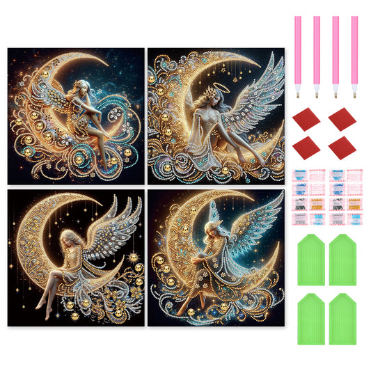 4 Pcs Moonlight Goddess - Special Shaped Drill Diamond Painting 30*30CM