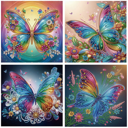 4 Pcs Flowers And Butterflies - Special Shaped Drill Diamond Painting 30*30CM