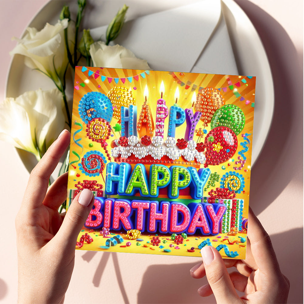 6PCS DIY Rhinestone Diamond Art Mosaic Postcards for Festivals and Celebrations