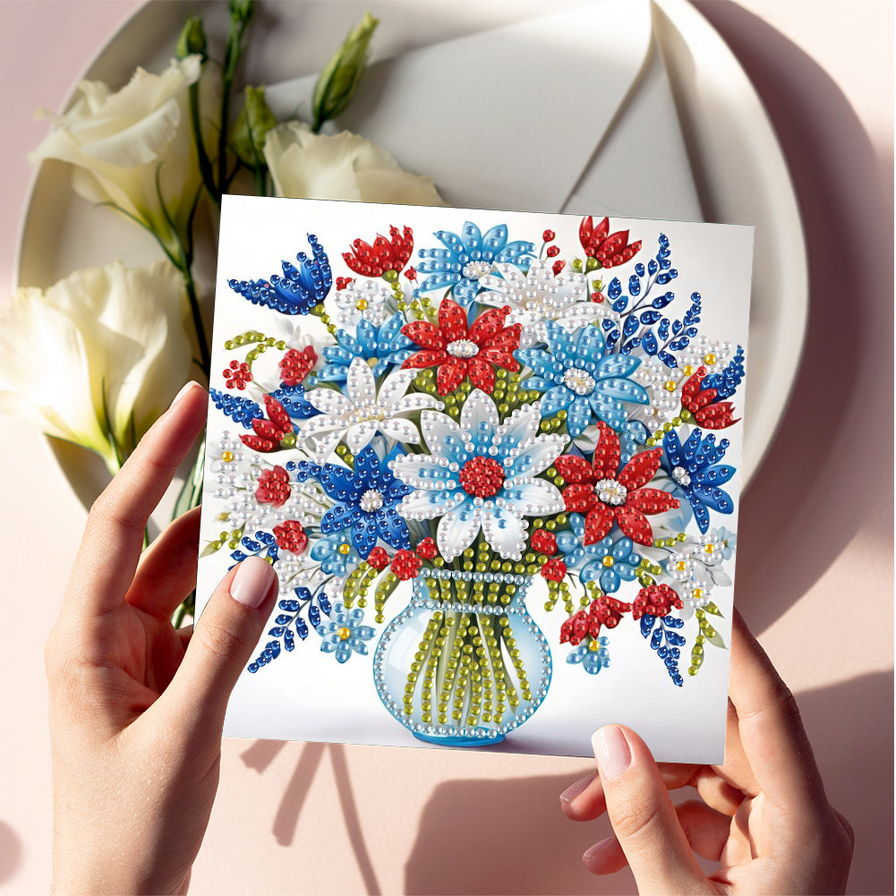6PCS DIY Rhinestone Diamond Art Mosaic Postcards for Festivals and Celebrations