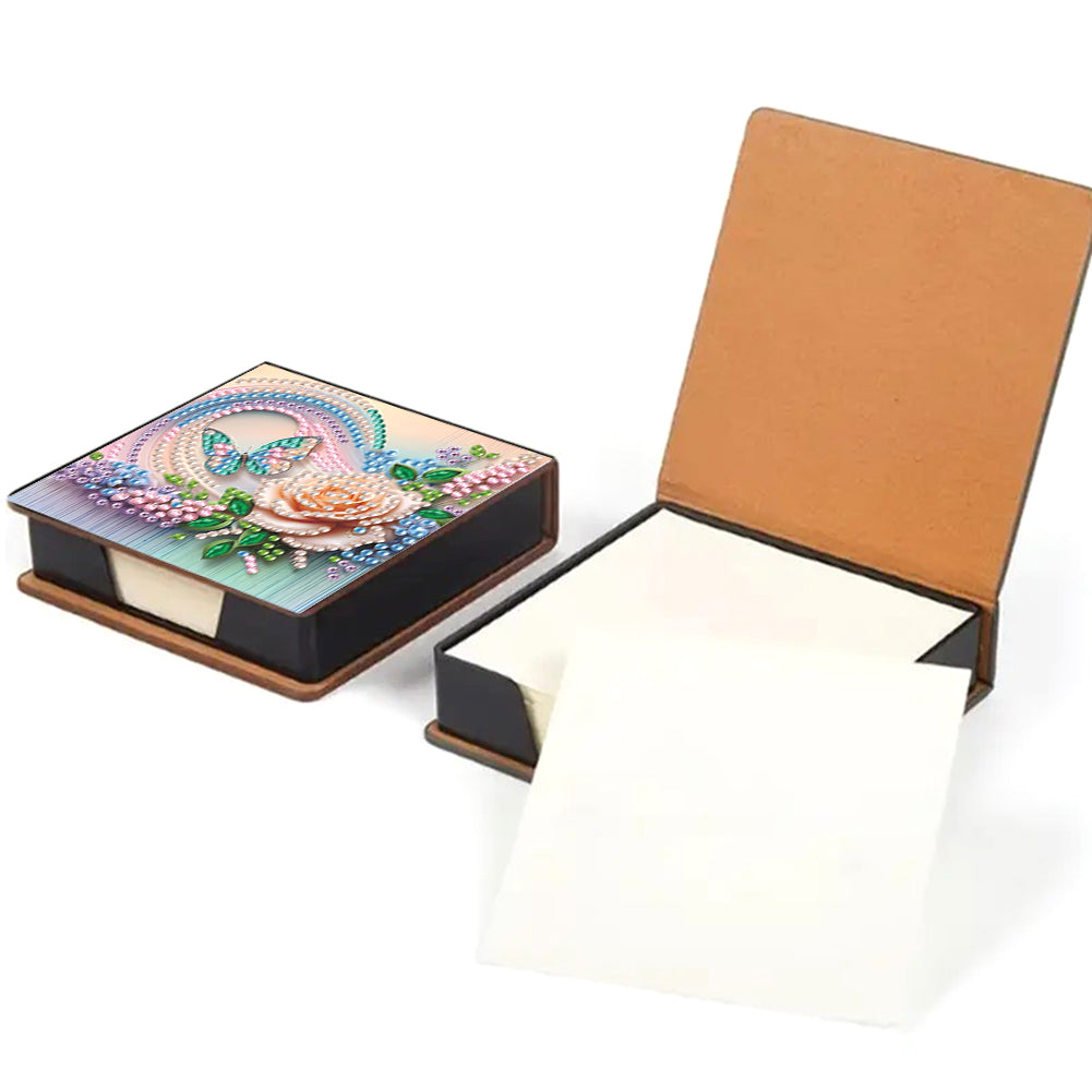 Animals Leather Diamond Art Note Box with 160 Sheets of Paper for DIY Art Craft