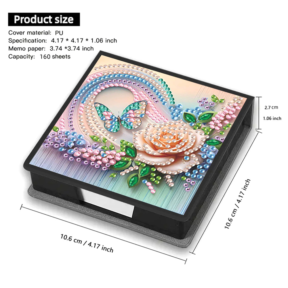 Animals Leather Diamond Art Note Box with 160 Sheets of Paper for DIY Art Craft