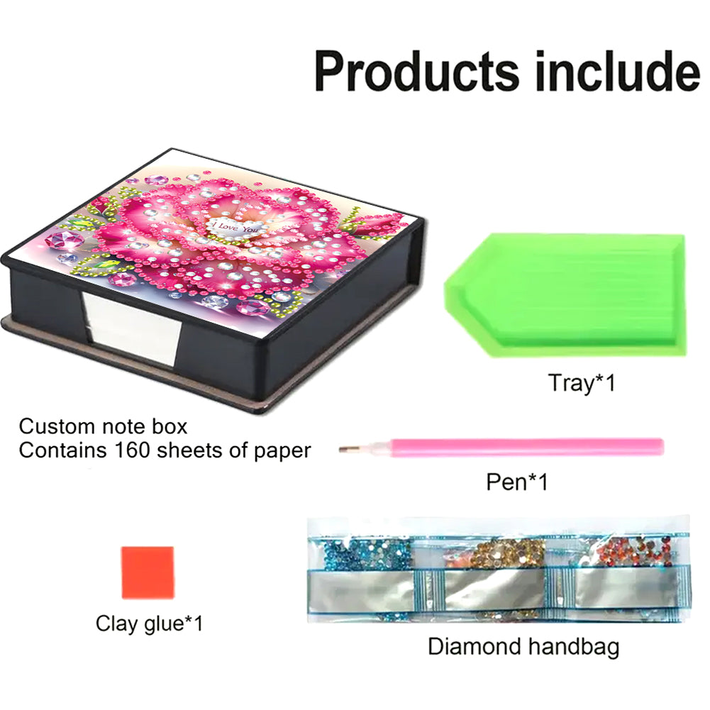 Animals Leather Diamond Art Note Box with 160 Sheets of Paper for DIY Art Craft