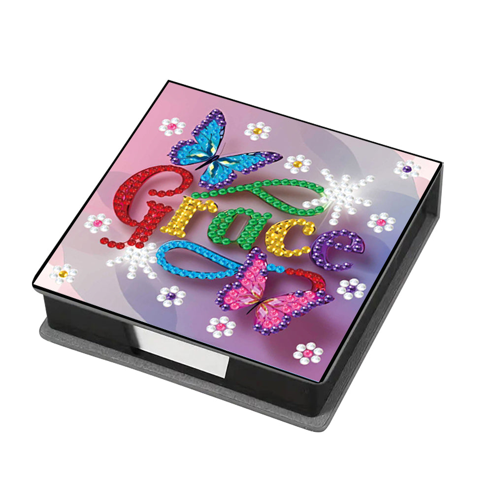 Animals Leather Diamond Art Note Box with 160 Sheets of Paper for DIY Art Craft