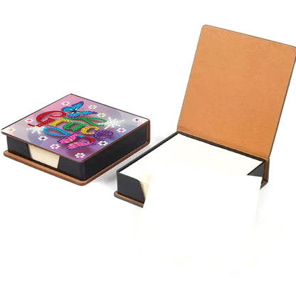Animals Leather Diamond Art Note Box with 160 Sheets of Paper for DIY Art Craft