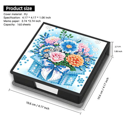 Animals Leather Diamond Art Note Box with 160 Sheets of Paper for DIY Art Craft