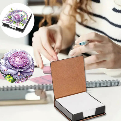 Animals Leather Diamond Art Note Box with 160 Sheets of Paper for DIY Art Craft