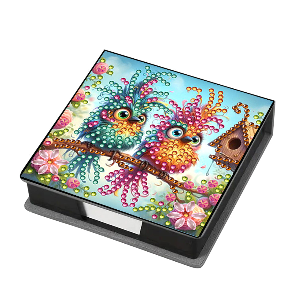 Animals Leather Diamond Art Note Box with 160 Sheets of Paper for DIY Art Craft