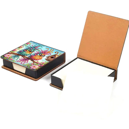 Animals Leather Diamond Art Note Box with 160 Sheets of Paper for DIY Art Craft