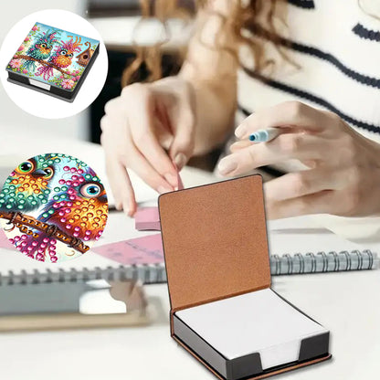 Animals Leather Diamond Art Note Box with 160 Sheets of Paper for DIY Art Craft