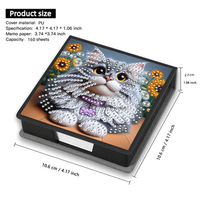 Animals Leather Diamond Art Note Box with 160 Sheets of Paper for DIY Art Craft