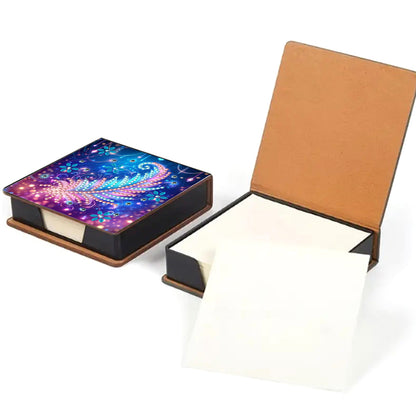 Animals Leather Diamond Art Note Box with 160 Sheets of Paper for DIY Art Craft