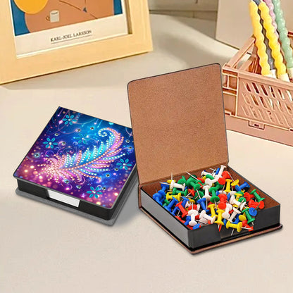 Animals Leather Diamond Art Note Box with 160 Sheets of Paper for DIY Art Craft