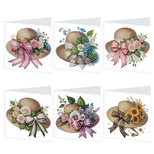 6Pcs Bouquet DIY Diamond Painting Card Diamond Drawing Card for Adults Beginners