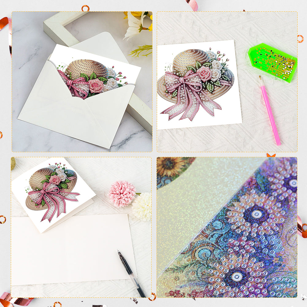 6Pcs Bouquet DIY Diamond Painting Card Diamond Drawing Card for Adults Beginners