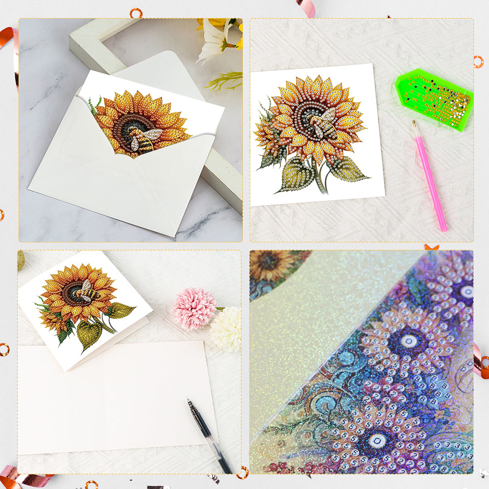 6Pcs Bouquet DIY Diamond Painting Card Diamond Drawing Card for Adults Beginners
