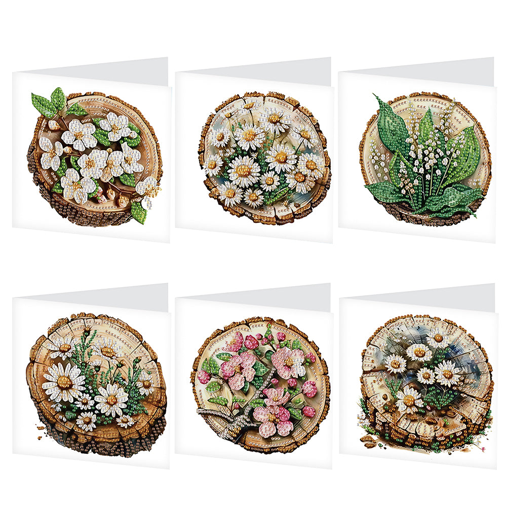 6Pcs Bouquet DIY Diamond Painting Card Diamond Drawing Card for Adults Beginners