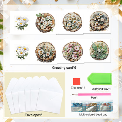 6Pcs Bouquet DIY Diamond Painting Card Diamond Drawing Card for Adults Beginners