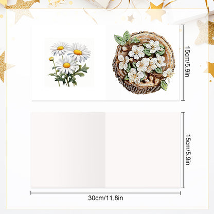 6Pcs Bouquet DIY Diamond Painting Card Diamond Drawing Card for Adults Beginners