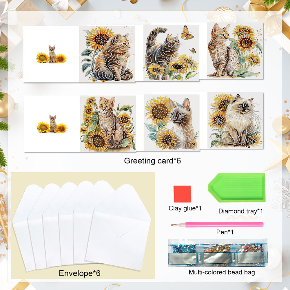 6Pcs Bouquet DIY Diamond Painting Card Diamond Drawing Card for Adults Beginners