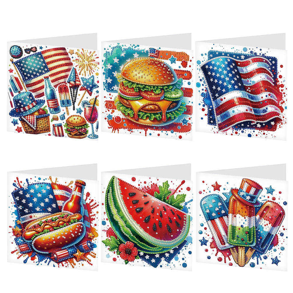 6Pcs Bouquet DIY Diamond Painting Card Diamond Drawing Card for Adults Beginners