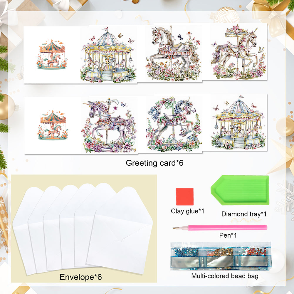 6Pcs Bouquet DIY Diamond Painting Card Diamond Drawing Card for Adults Beginners