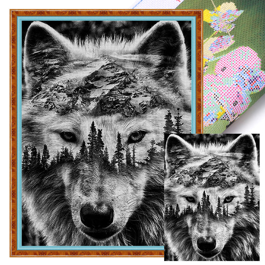 Silhouette-Wolf Head - 11CT Stamped Cross Stitch 50*65CM