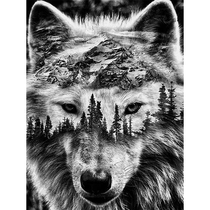 Silhouette-Wolf Head - 11CT Stamped Cross Stitch 50*65CM