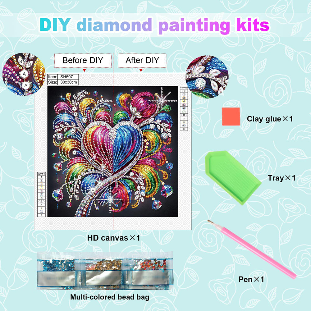 Shining Love - Special Shaped Drill Diamond Painting 30*30CM