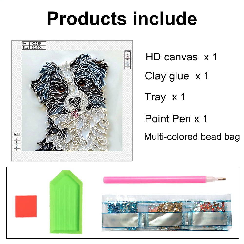 Quilled Puppy - Special Shaped Drill Diamond Painting 30*30CM