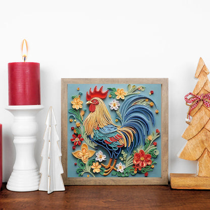 Quilled Rooster - Special Shaped Drill Diamond Painting 30*30CM
