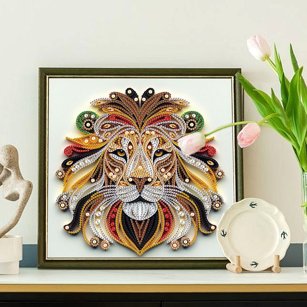 Quilled Lion - Special Shaped Drill Diamond Painting 30*30CM
