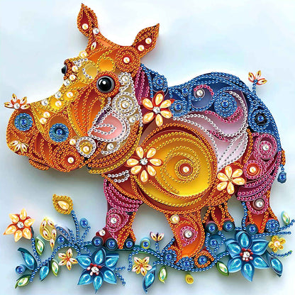 Quilled Hippopotamus - Special Shaped Drill Diamond Painting 30*30CM