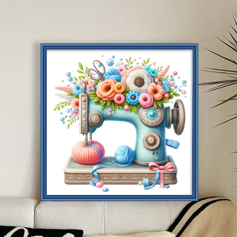 Sewing Machine - 14CT Stamped Cross Stitch 40*40CM