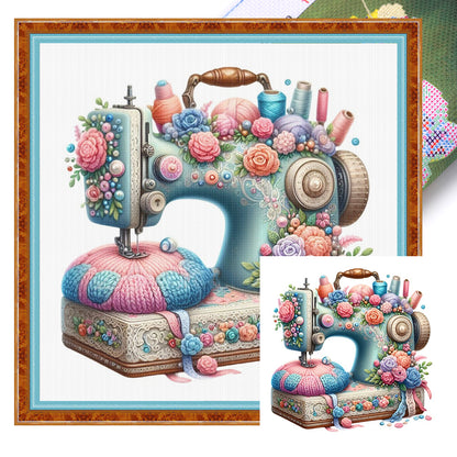 Sewing Machine - 14CT Stamped Cross Stitch 40*40CM