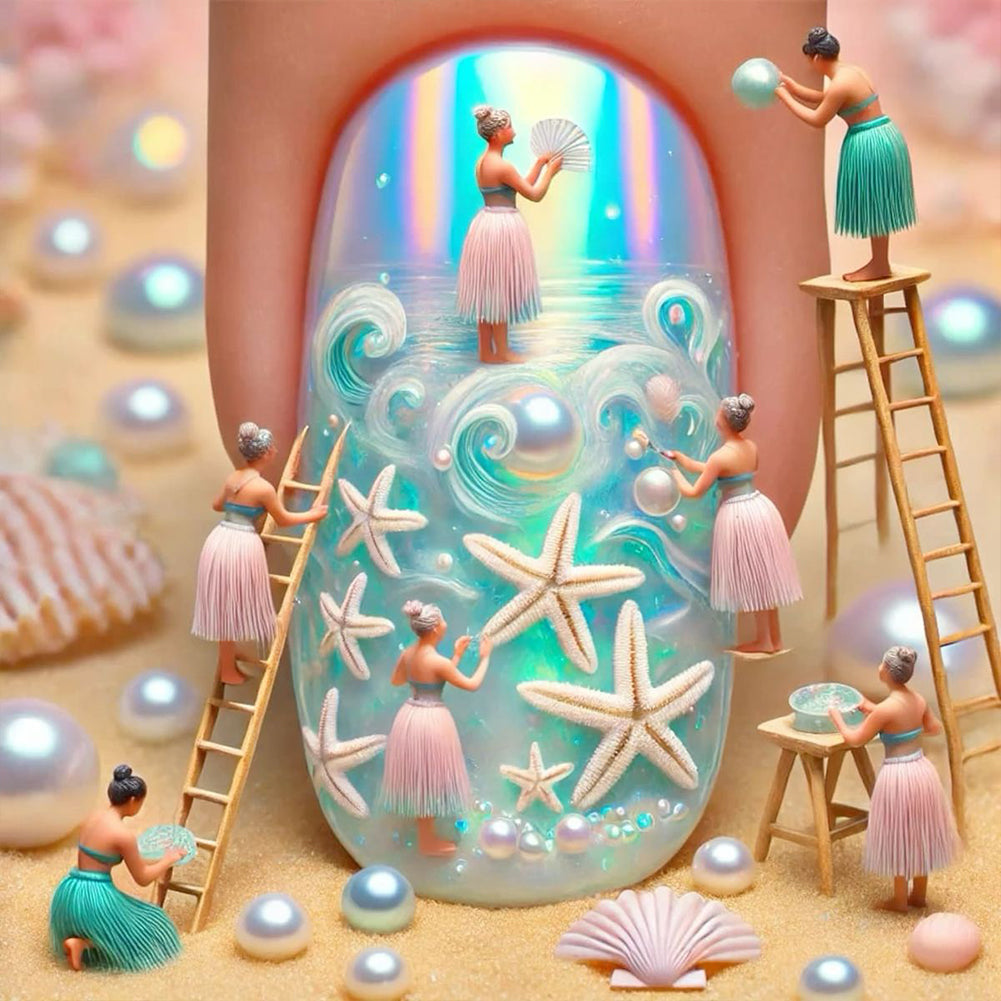 Summer Wave Nail Art - Full Round Drill Diamond Painting 40*40CM