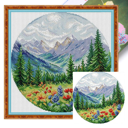 Circular Four Seasons-Spring - 14CT Stamped Cross Stitch 33*33CM(Joy Sunday)