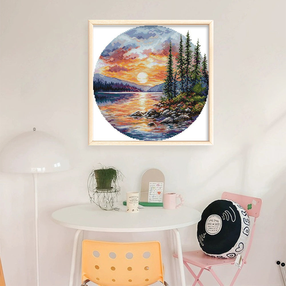 Circular Four Seasons-Autumn - 14CT Stamped Cross Stitch 33*33CM(Joy Sunday)