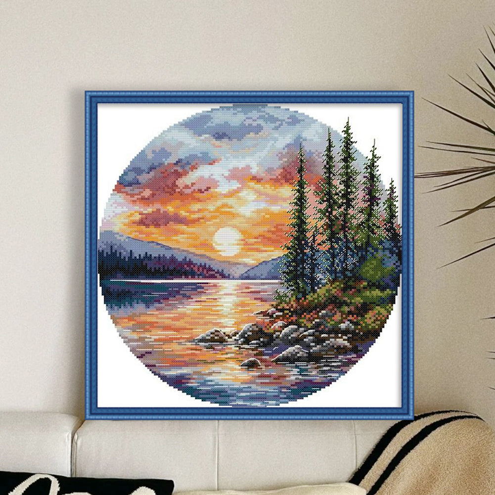 Circular Four Seasons-Autumn - 14CT Stamped Cross Stitch 33*33CM(Joy Sunday)