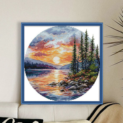 Circular Four Seasons-Autumn - 14CT Stamped Cross Stitch 33*33CM(Joy Sunday)