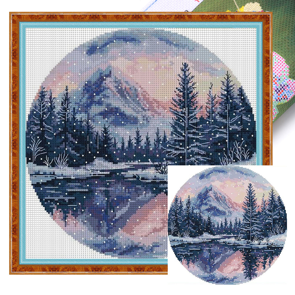 Circular Four Seasons-Winter - 14CT Stamped Cross Stitch 33*33CM(Joy Sunday)
