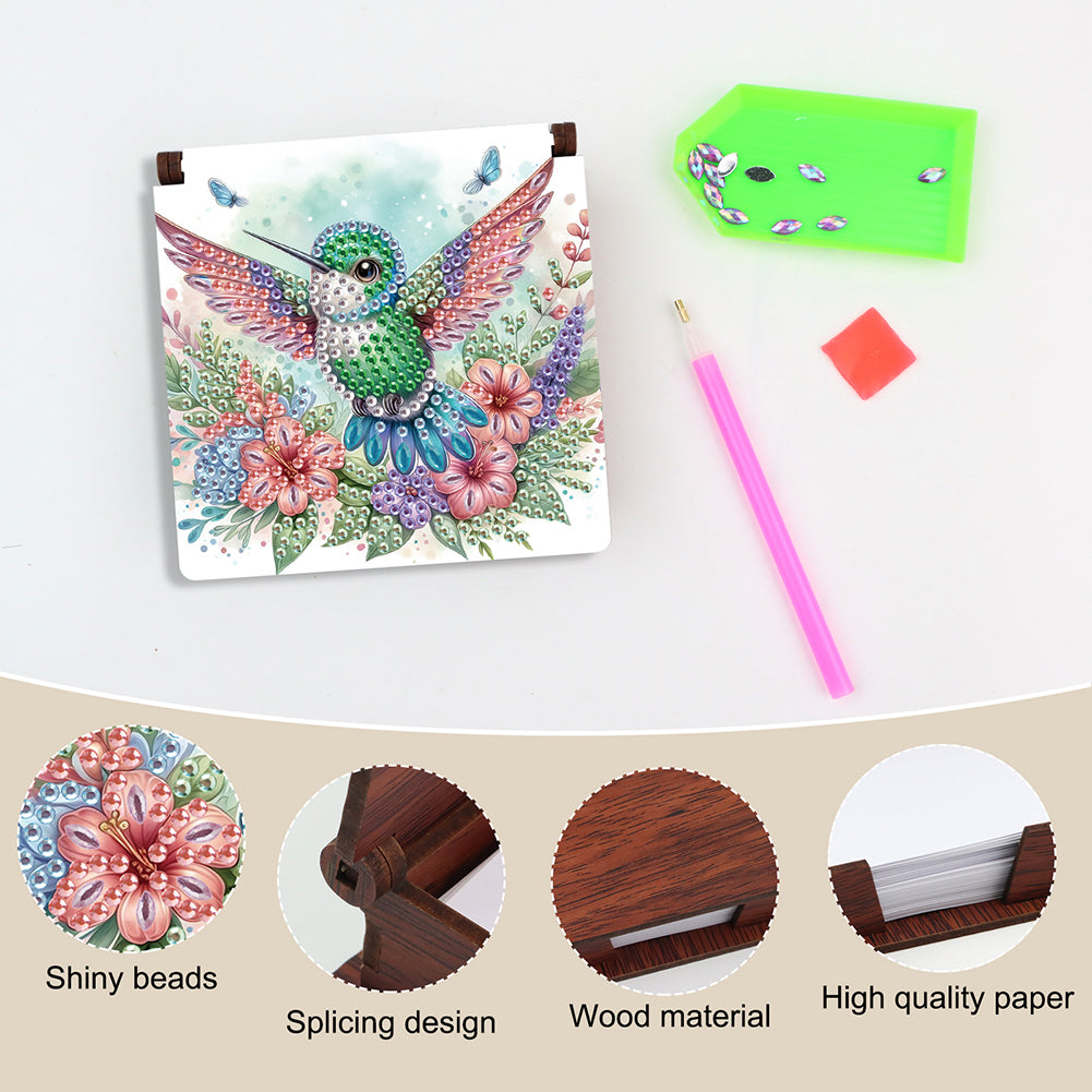 Wood Animals Diamond Art Note Box with 160 Sheets of Paper for Adults Beginners
