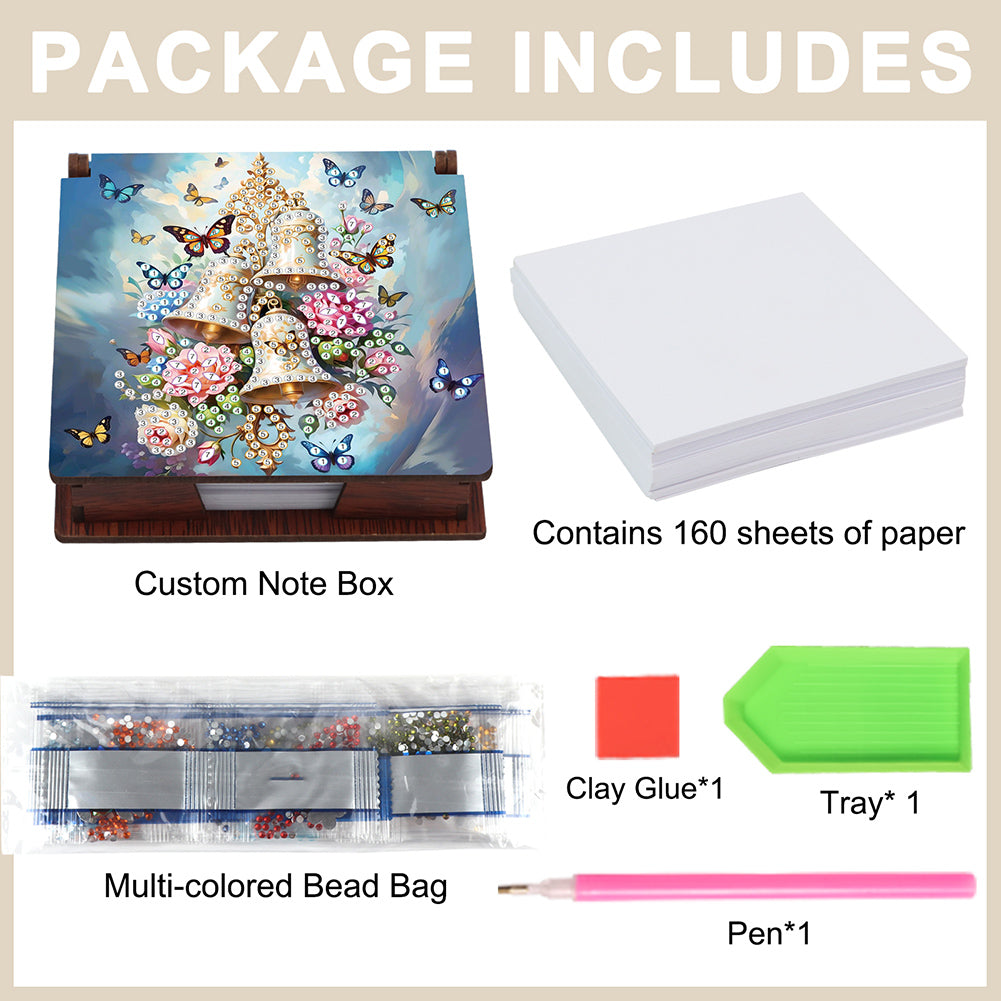 Wood Animals Diamond Art Note Box with 160 Sheets of Paper for Adults Beginners