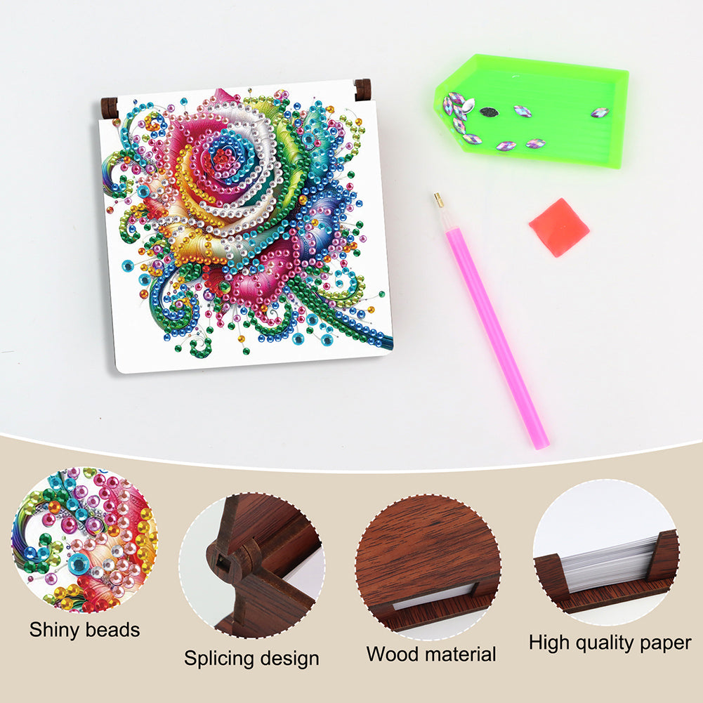 Wood Animals Diamond Art Note Box with 160 Sheets of Paper for Adults Beginners