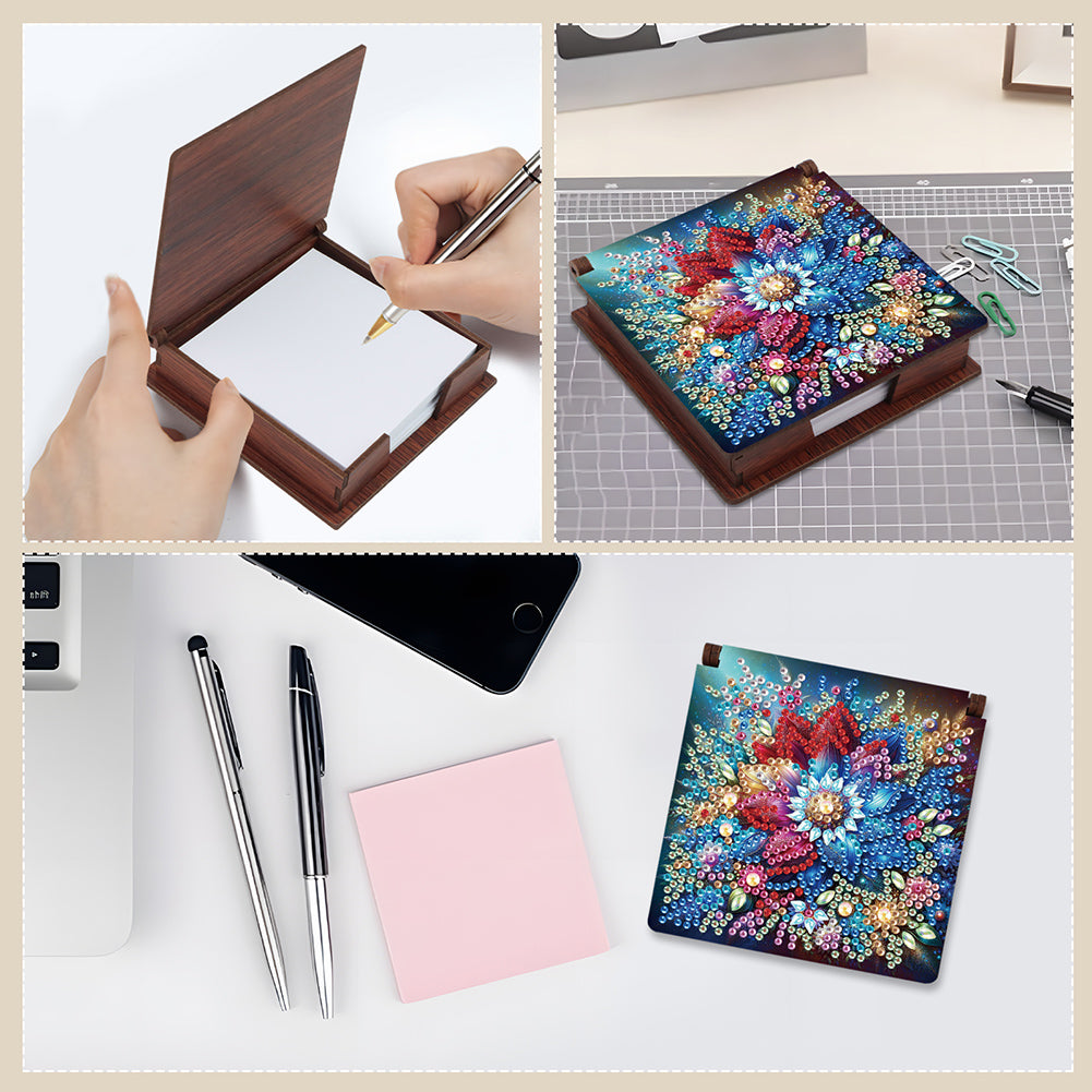 Wood Animals Diamond Art Note Box with 160 Sheets of Paper for Adults Beginners