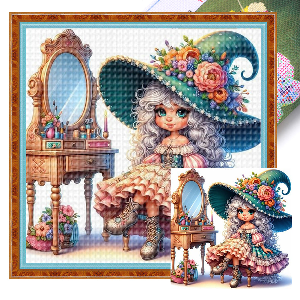 Witch - Stamped Cross Stitch 40*40CM