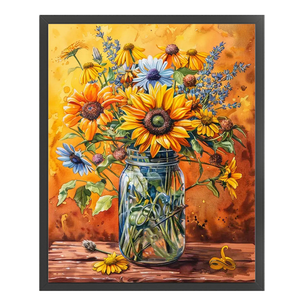 Sunflower Vase - 11CT Stamped Cross Stitch 40*50CM