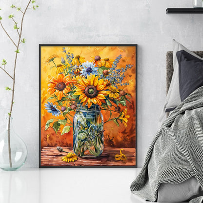 Sunflower Vase - 11CT Stamped Cross Stitch 40*50CM