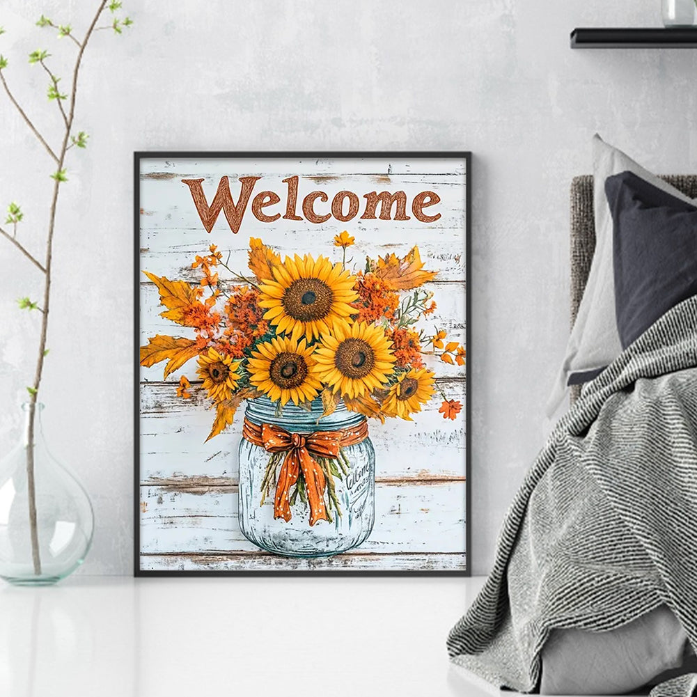 Sunflower Vase - 11CT Stamped Cross Stitch 40*50CM